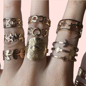 Gold-Tone Star and Heart Ring Set